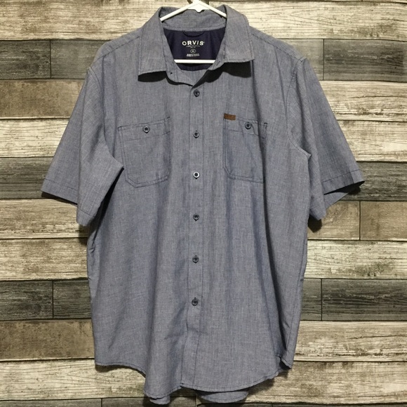 Orvis Classic Collection Shirt Men’s XL Blue Short Sleeve Lightweight Hiking - Picture 3 of 10